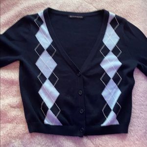 argyle button up sweater